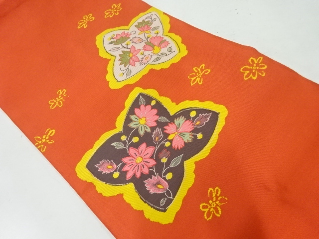 JAPANESE NAGOYA OBI / WOVEN FLORAL PLANTS